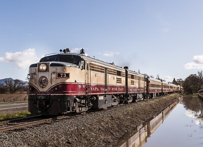 Napa Valley Wine Train Alco MLW/FPA-4 Nr. 73 mit Zug 5 x 7 Foto