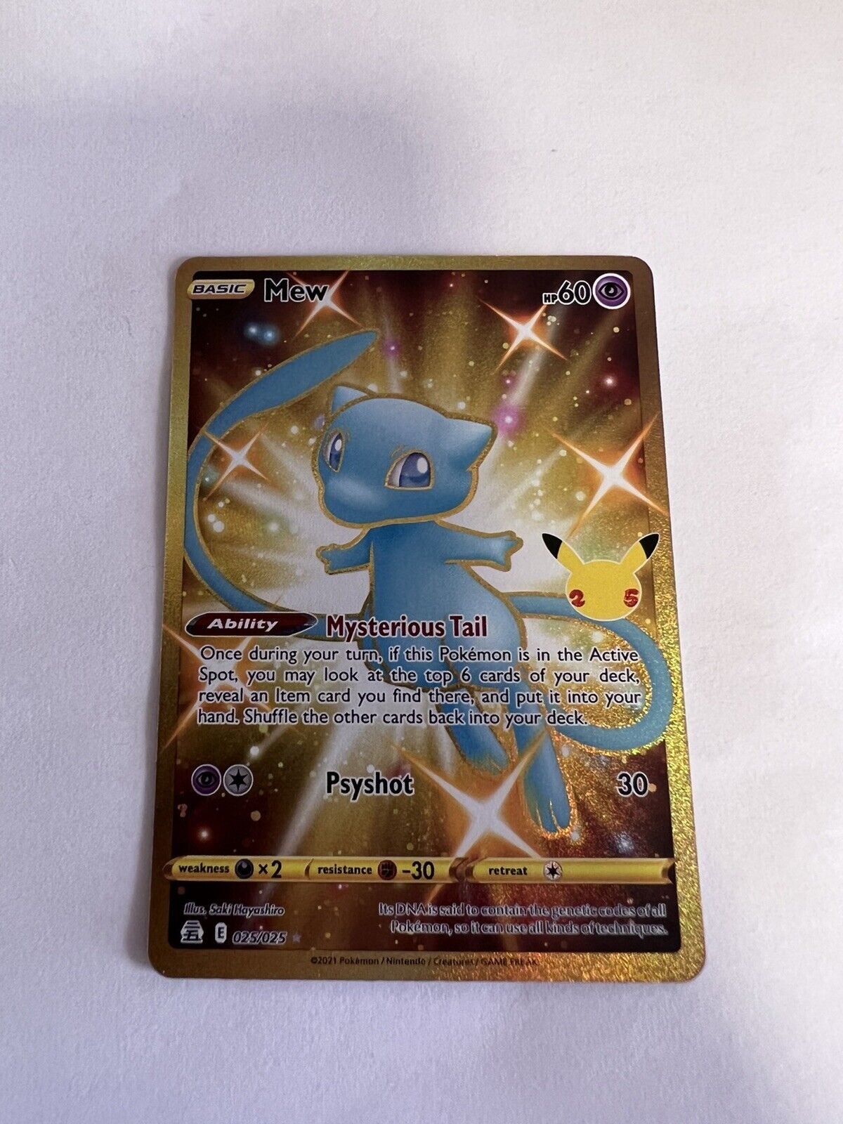 Pokemon Celebrations Gold Shiny Mew Card - 025/025 Pack Fresh 25th  Anniversary