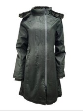 Hoodlamb Women's Dark Army Green Long Hemp Water Resistant Coat 420 Nwt
