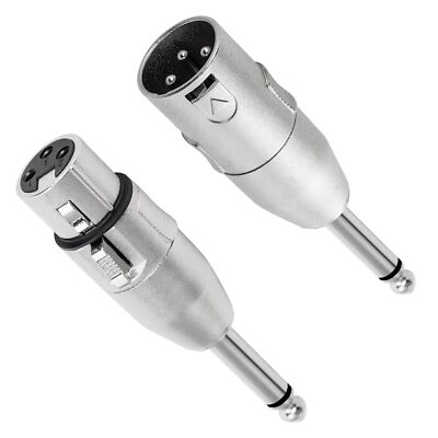 1/4'' TS Male to XLR Adapter 2 Pack 6.35mm 1/4'' TS Male to XLR Male Adapter an...