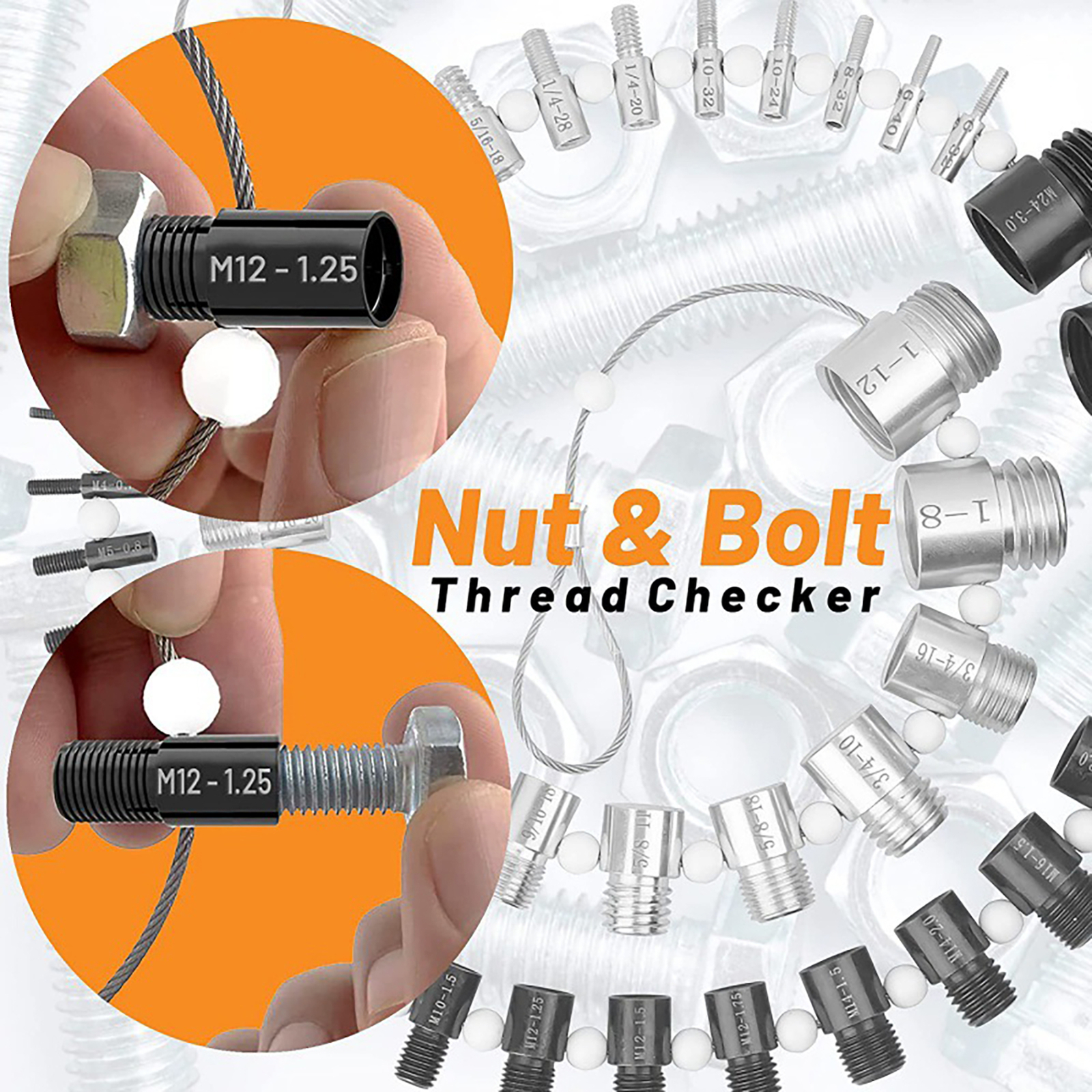 Dectection Thread 26X Thread Tester Checking Checker Inch & Metric Nut Bolt Thread ...