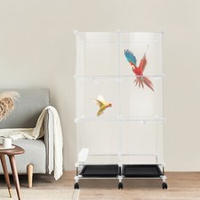 Bird Cage Wrought Iron with Rolling Stand Lovebird Parrot Finch Cage 75 37 125cm