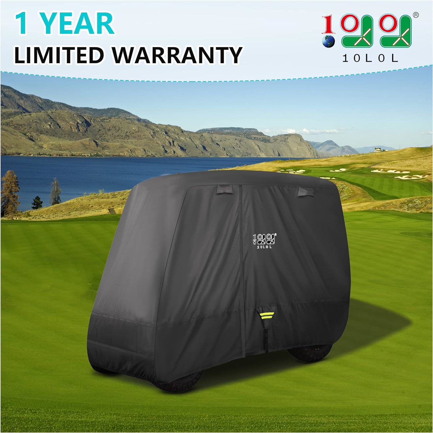10L0L Golf Cart Cover Upgrade Extended Roof 80" Waterproof Snowproof Windproof