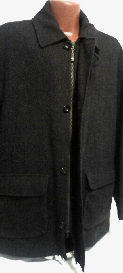 RARE VINTAGE PENDLETON HERRINGBONE DARK BROWN 1OO%WOOL MENS' PEACOAT JACKET XL - Image 3 of 4