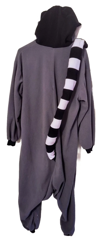 Fleece Kigurumi 戒指尾灰色黑色白色柠檬睡衣成人尺寸 M — 第 4/4 张图片