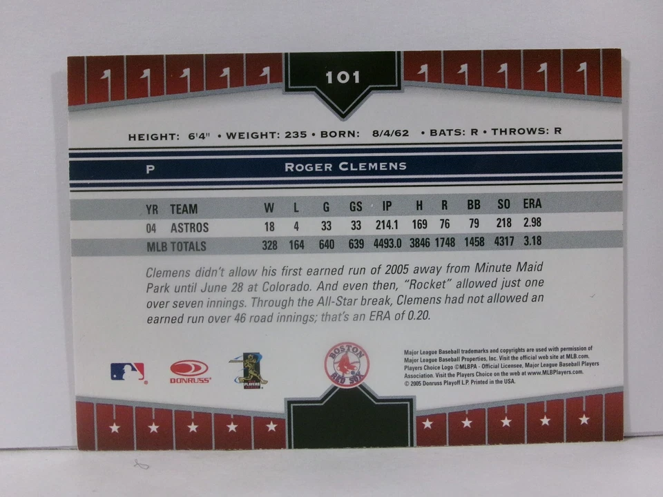 2005 Donruss Champions #101 Roger Clemens Boston Red Sox - Image 2 of 2