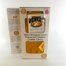 NIB Vintage Wells Lamont Men's Precurved Leather Cowhide Gloves 3 Pair Pack L 