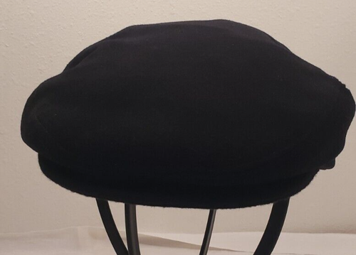 Vintage Men's G.S. Bailey Newsboy Cabbie Flat Black Wool, Cashmere, Nylon Cap-M - Picture 2 of 7