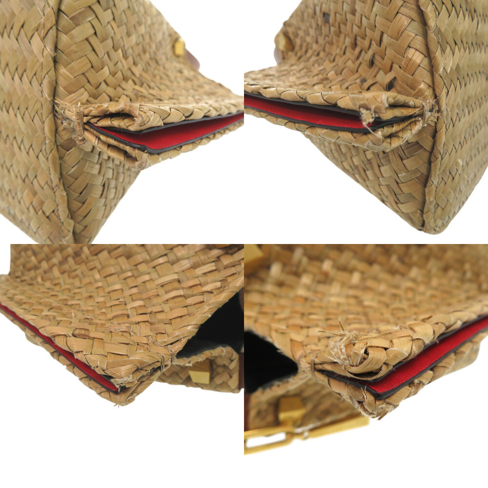 【関税&送料込】Valentino Garavani Straw Valentino Garavani AUTHENTIC Valentino Garavani V logo straw studs 2way