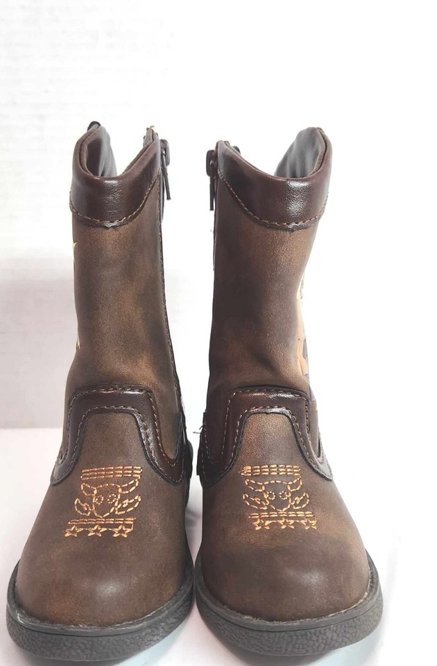 Disney Toy Story Woody Bullseye Cowboy Boots Side Zip Brown Toddler ...