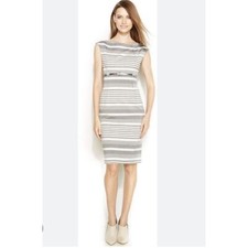 Calvin Klein Womens Sleeveless Sheath Dress 10 Grey Career Business Stripe NEW
