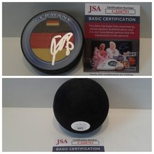 Moritz Seider Autograph Signed Team Germany Puck JSA COA Detroit Red Wings