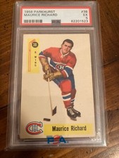 1958 Parkhurst # 38 Maurice Richard PSA 5, Montreal Canadiens famous no. 9, HOF