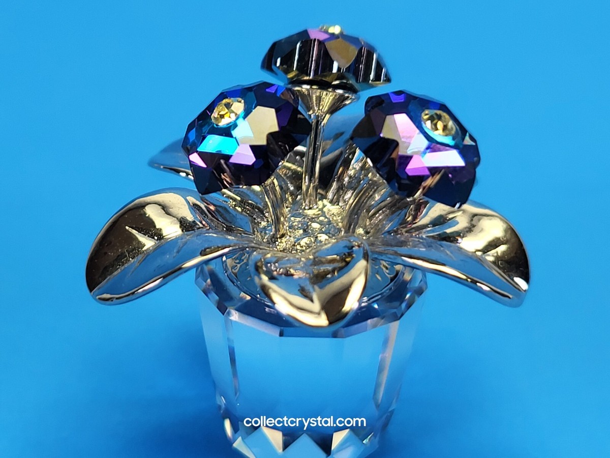 Swarovski Happy Flower Figurine Memories Blue Primula Rhodium