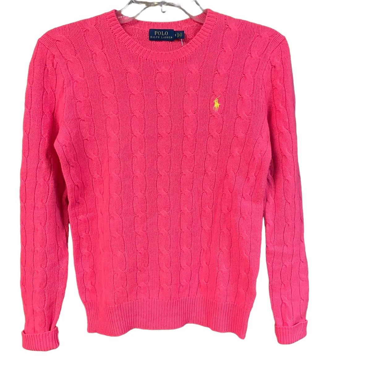 Vintage Polo Ralph Lauren Coral Orange Cable Knit Wool Cashmere