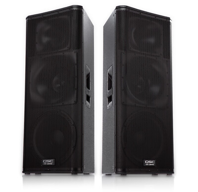 2x QSC KW153 Active DJ Club 1000W Amplified 3-way PA Powered Speaker USED 