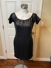 Dress Population Black Micro Sequin Mini Dress, Size XL