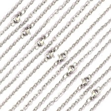 Bulk Necklace Chains for Jewelry Making - 30PCS Stainless Steel Link with Lobste
