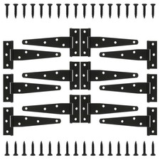 12 PCS 6 Inch T Strap Hinges Heavy Duty, Shed Door Gate Hinges, Heavy Duty Black