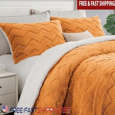 Cozy Plush Fleece Sherpa Comforter Set Embossed Design Easy Care Gift Box New