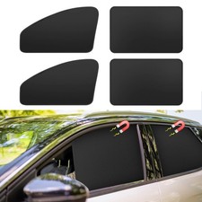 Magnetic Car Window Shades - 100 Light Blocking Curtains - 4 Pack Sunshade Set
