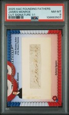 James Monroe 2025 Historic Autographs Cut Auto 1/1 5th President PSA 8