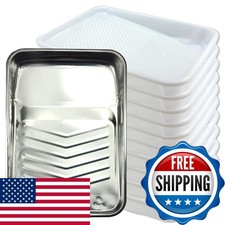 Kingorigin 1 Piece 9 Inch Metal Paint Tray 10 Tray Liners, Paint Trays Paint