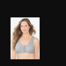 NWT Comfort Choice Women's Front Close Wireless Gray Bra Size 50C