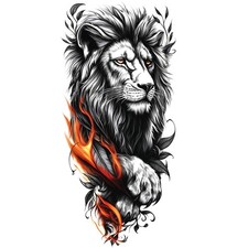 5 sheets-waterproof large temporary tattoo stickers featuring wolves, lions etc