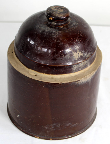 Antique Chicken Feeder Stoneware Pottery Chicken Feeder #8 Primitive Americana