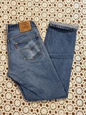 Vintage 90s Levi's 501-0000 Shrink-to-Fit Blue Denim Jeans USA 35x36 Button Fly