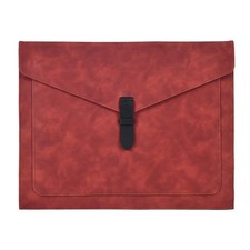 Brown PU Leather File Folder with Snap Closure A4 Document Organizer Sleeve