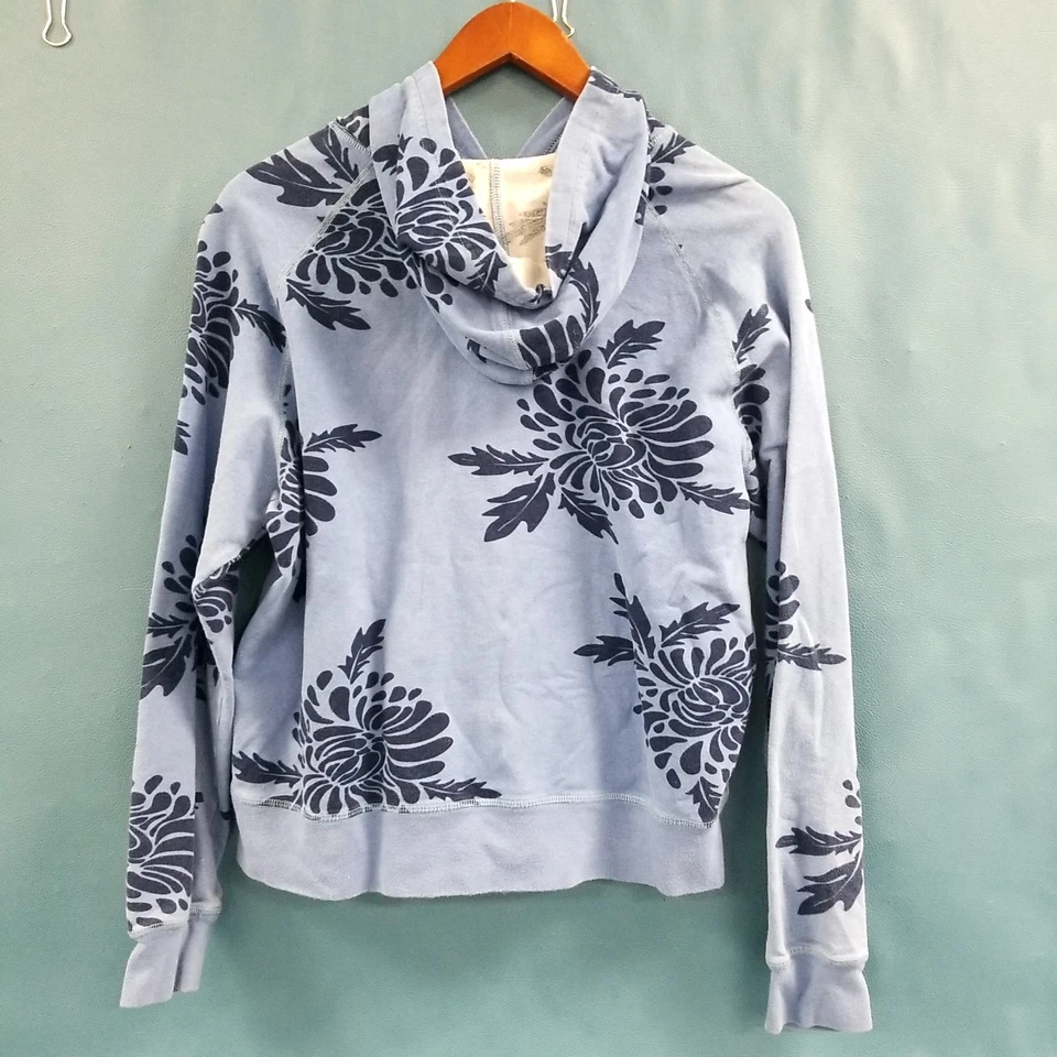 Sudadera con capucha recortada floral azul algodón orgánico Patagonia para mujer talla L Foto 3 de 4