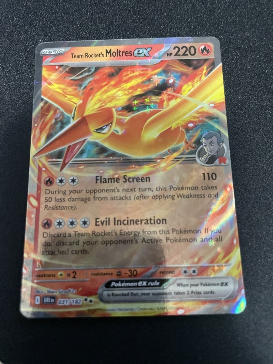 pokemon Team Rocket's Moltres ex - 31/182 (Destined Rivals Stamp