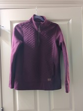 L.L. Bean Women's Purple Quilted 1/4 Zip Pullover Sweatshirt Mock Neck S Pockets