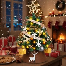 2ft Small Tabletop Christmas Tree with 30 LED String Lights Green Decoration
