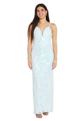 R&M Richards Petite Blue Sequin Prom Dress Size 10P Evening Gown