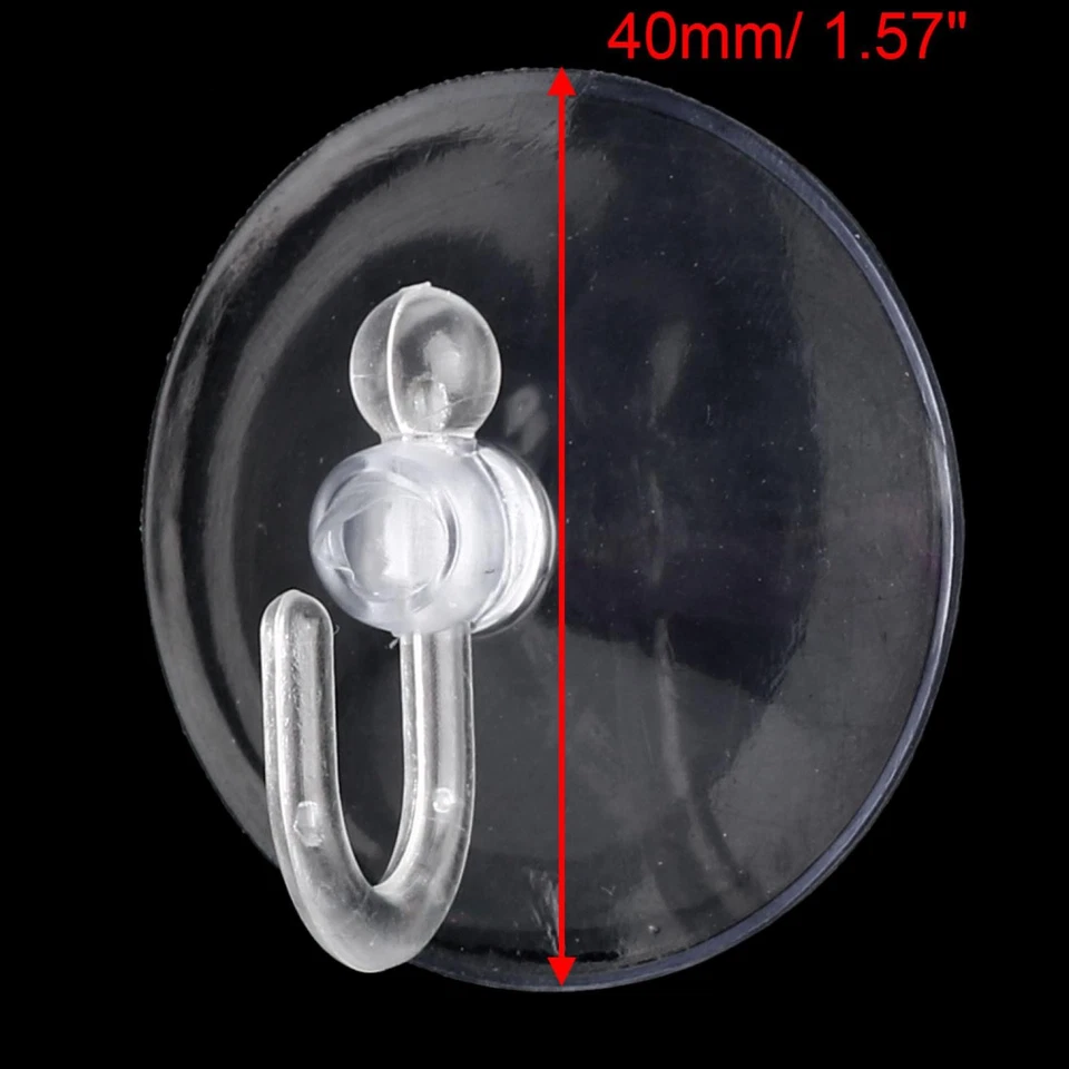 Home Kitchen Bathroom 40mm Dia Suction Cup Hook Wall Hangers Clear 5Pcs - Image 2 of 4