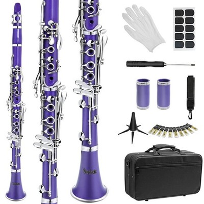 Soulmate Clarinet Bb Flat 17 Nickel Keys Purple Clarinet for Student Beginner...