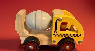 Egmont Toys Wooden Cement Mixer Truck Toy Hand Crafted Construction Vehicle 12m+