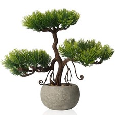 9.4 Inch Tall Artificial Topiary Cedar Trees Faux Pine Shrubs Potted Plant