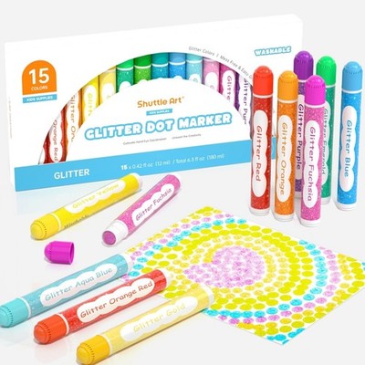 Glitzer Dot Markers Kinder Kunstset 15 Farben auswaschbar ungiftig