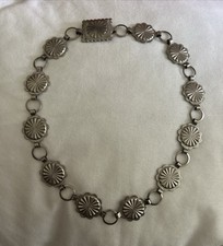 Vintage Native American Etched Concho Necklace, 22 inches