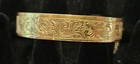 Vtg Antique Etched Bangle Bracelet Costume Jewelry Victorian Style Gold Color