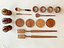 Teak Holz Kunsthandwerk Vintage Mid Century Tischwerk Besteck