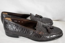 Vintage Johnston Murphy Domani Brown Genuine Crocodile Loafer Slip On Sz 10 M