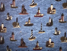 Nautical Lighthouse Valance Ocean Water Sea Birds Curtain - Beach Window Decor