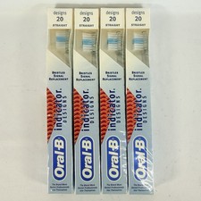 Oral B Indicator Designs Toothbrush 20 Straight Youth Child Kids VTG Lot of 4 A