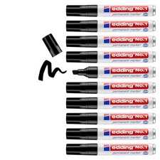 edding No. 1 permanent marker - black - box of 10 - chisel nib 1-5 mm - waterpro