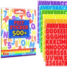 500 Felt Stickers for Kids - Self-Adhesive Alphabet, Numbers Shapes Crafts